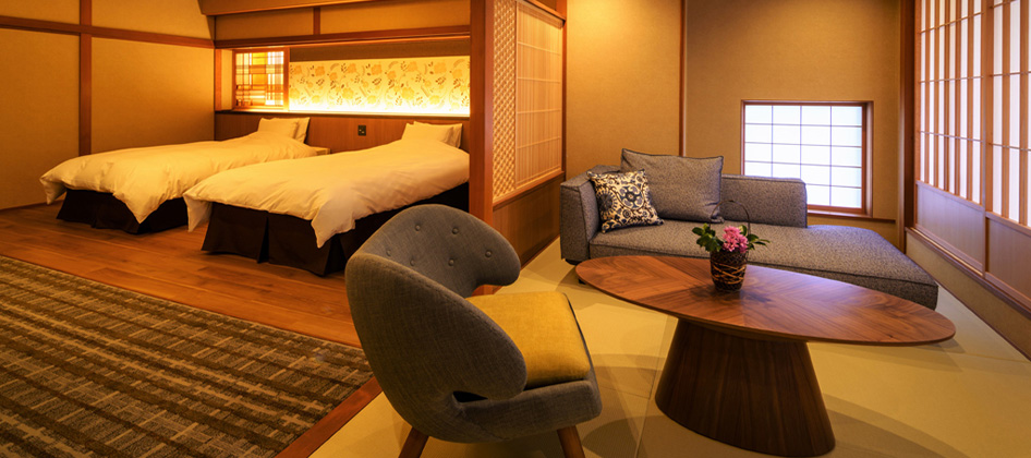 ひのき風呂付和モダンベッドルーム